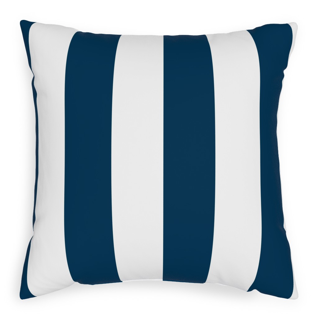 Cabana Stripe - Navy and White Pillow, Woven, White, 20x20, Double Sided, Blue, True Blue