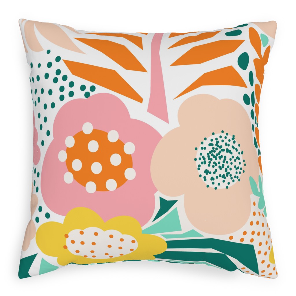 Florals - Multi Pillow, Woven, White, 20x20, Double Sided, Multicolor