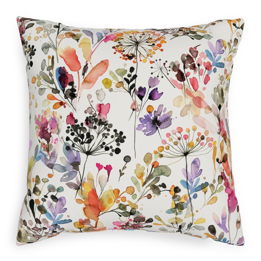 Wild Grasses - Multi Pillow, Woven, White, 20x20, Double Sided, Multicolor