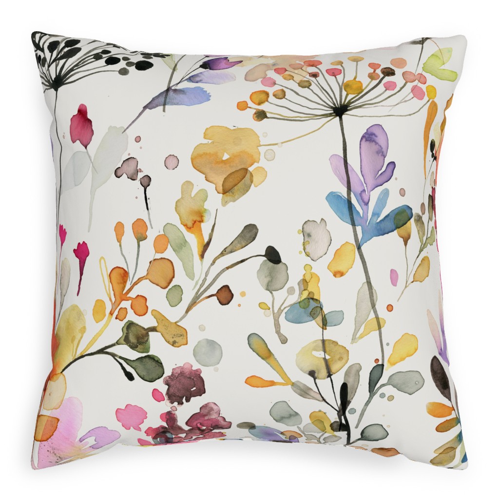 Wild Grasses - Multi on White Pillow, Woven, White, 20x20, Double Sided, Multicolor