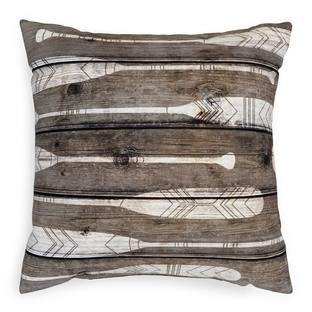 Oars on Barnwood - Neutral Pillow, Woven, White, 20x20, Double Sided, Brown, Brown