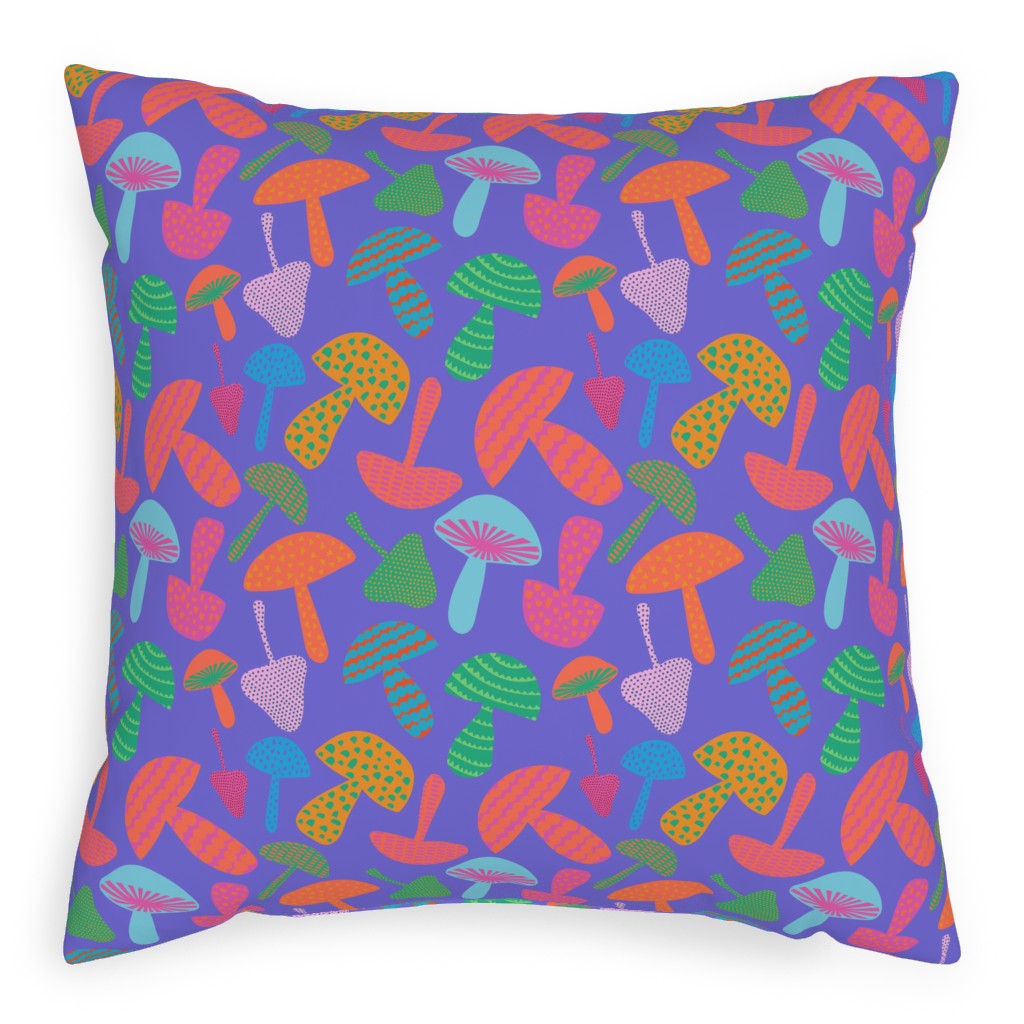 Mushroom Tossed - Bold Pillow, Woven, White, 20x20, Double Sided, Purple
