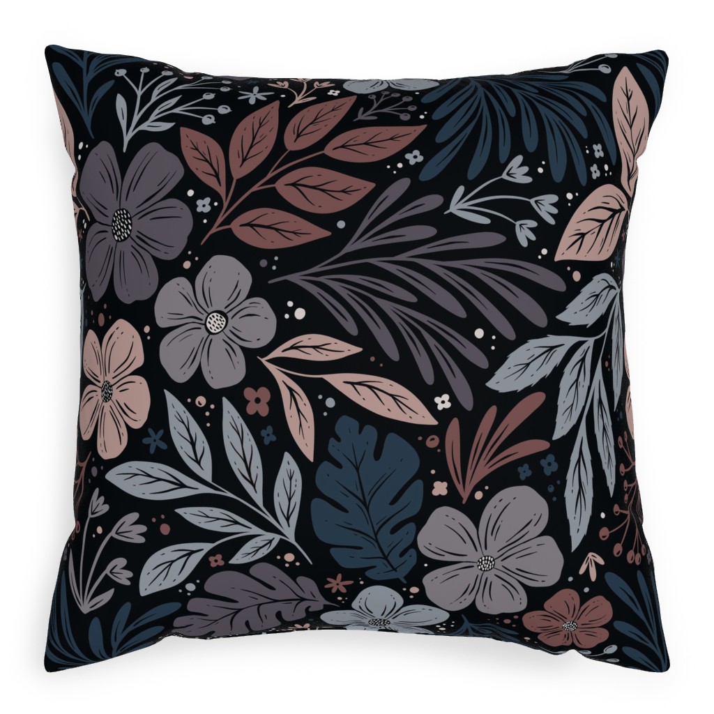 Dark and Moody Floral Pillow, Woven, White, 20x20, Double Sided, Multicolor