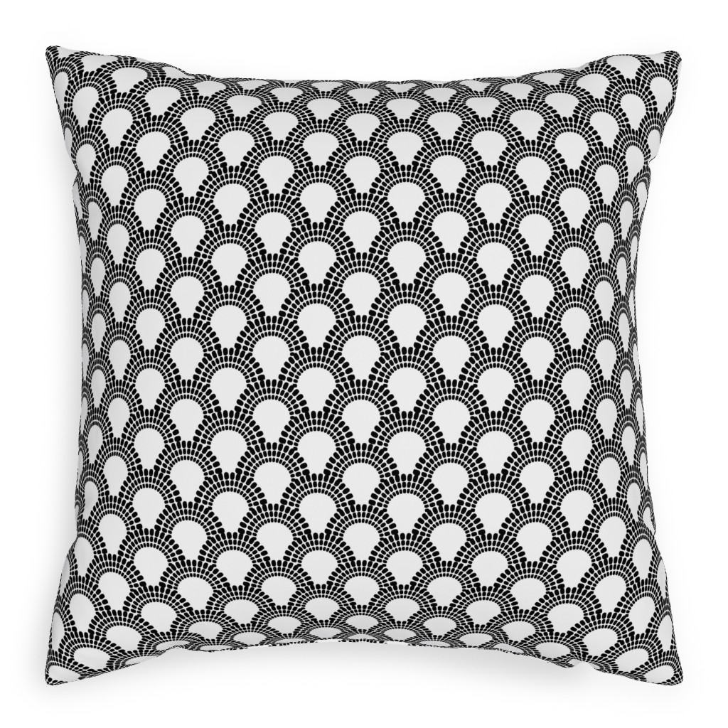 Scallops - Black and White Pillow, Woven, White, 20x20, Double Sided, Black