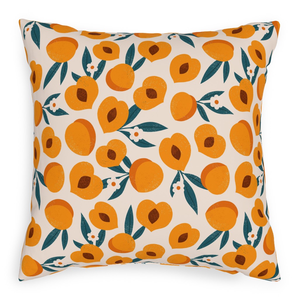 Summer Peches - Orange Pillow, Woven, White, 20x20, Double Sided, Orange