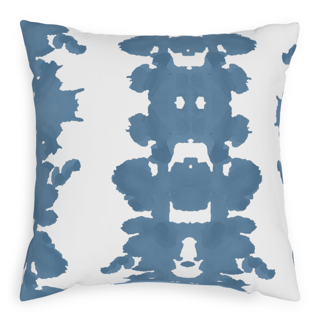 Double Inkblot - Blue Pillow, Woven, White, 20x20, Double Sided, Blue