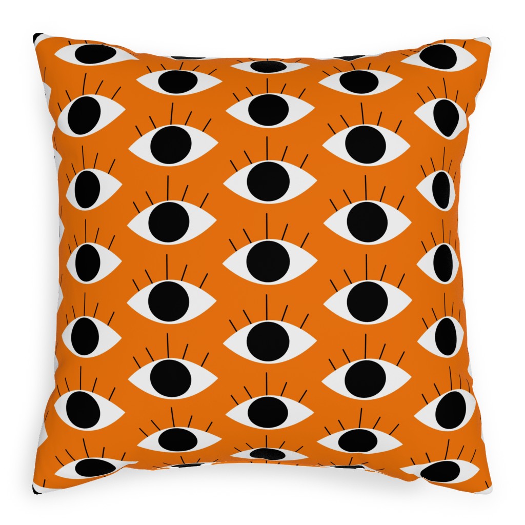 Spooky Eye - Orange Pillow, Woven, White, 20x20, Double Sided, Orange