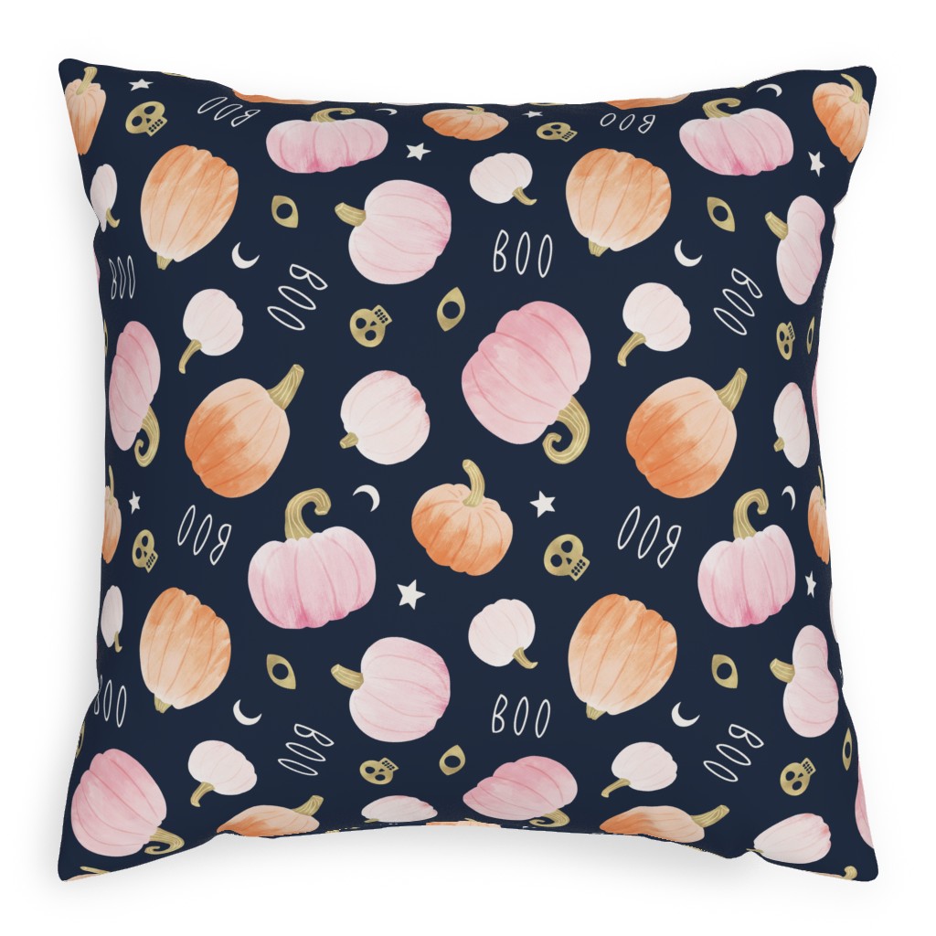 Halloween Pumpkin Party Pillow, Woven, White, 20x20, Double Sided, Orange, Orange