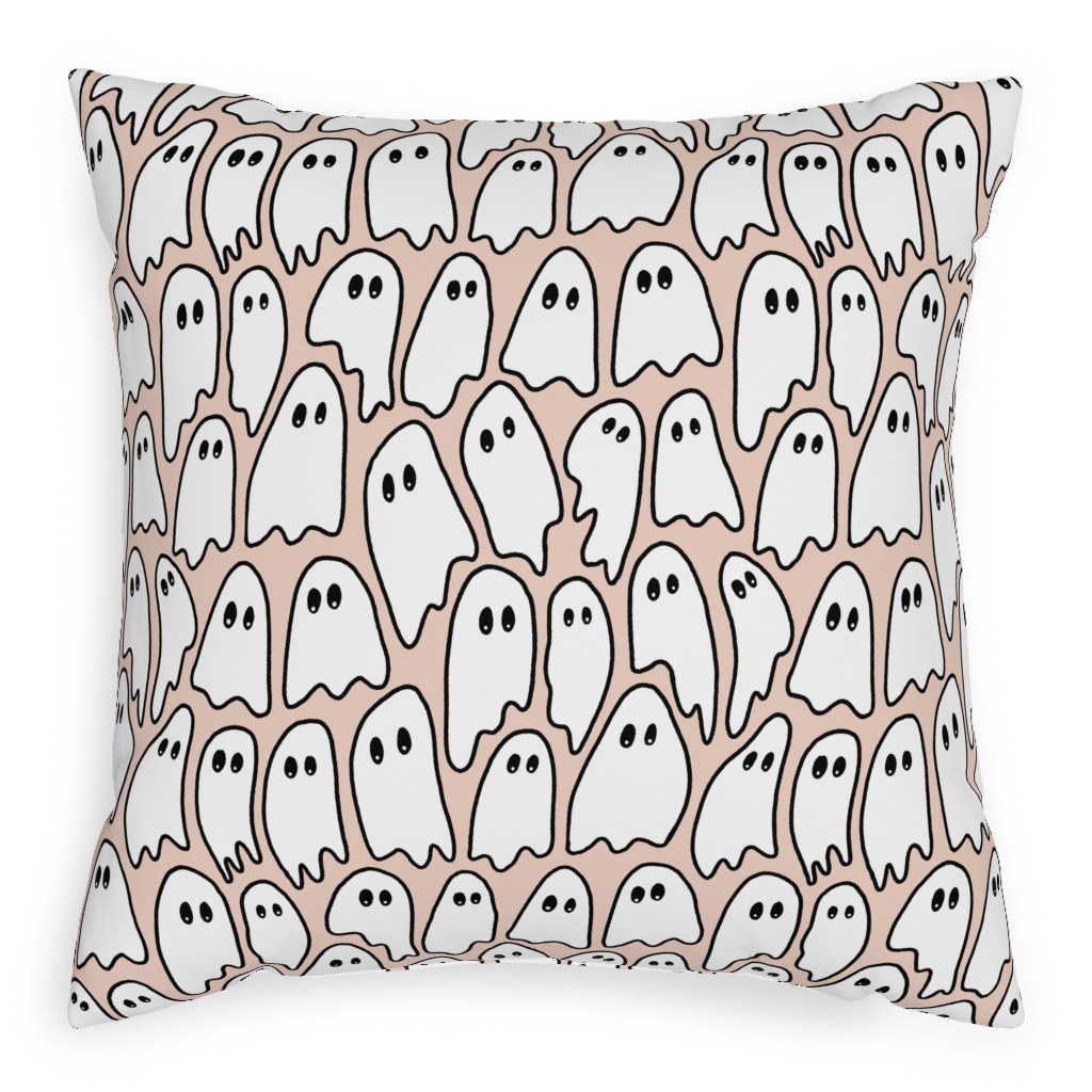 Ghosted Ghosts Pillow, Woven, White, 20x20, Double Sided, Pink