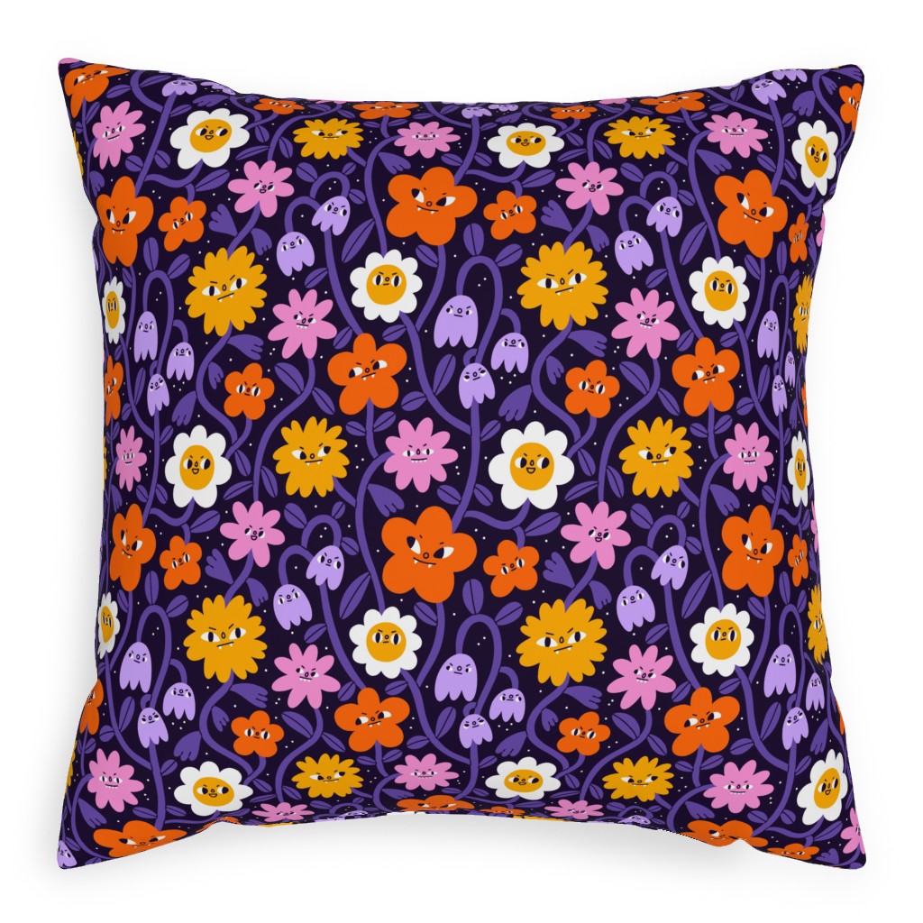 Extremely Wicked, Evil and Vile Halloween Garden - Purple Pillow, Woven, White, 20x20, Double Sided, Purple, Purple