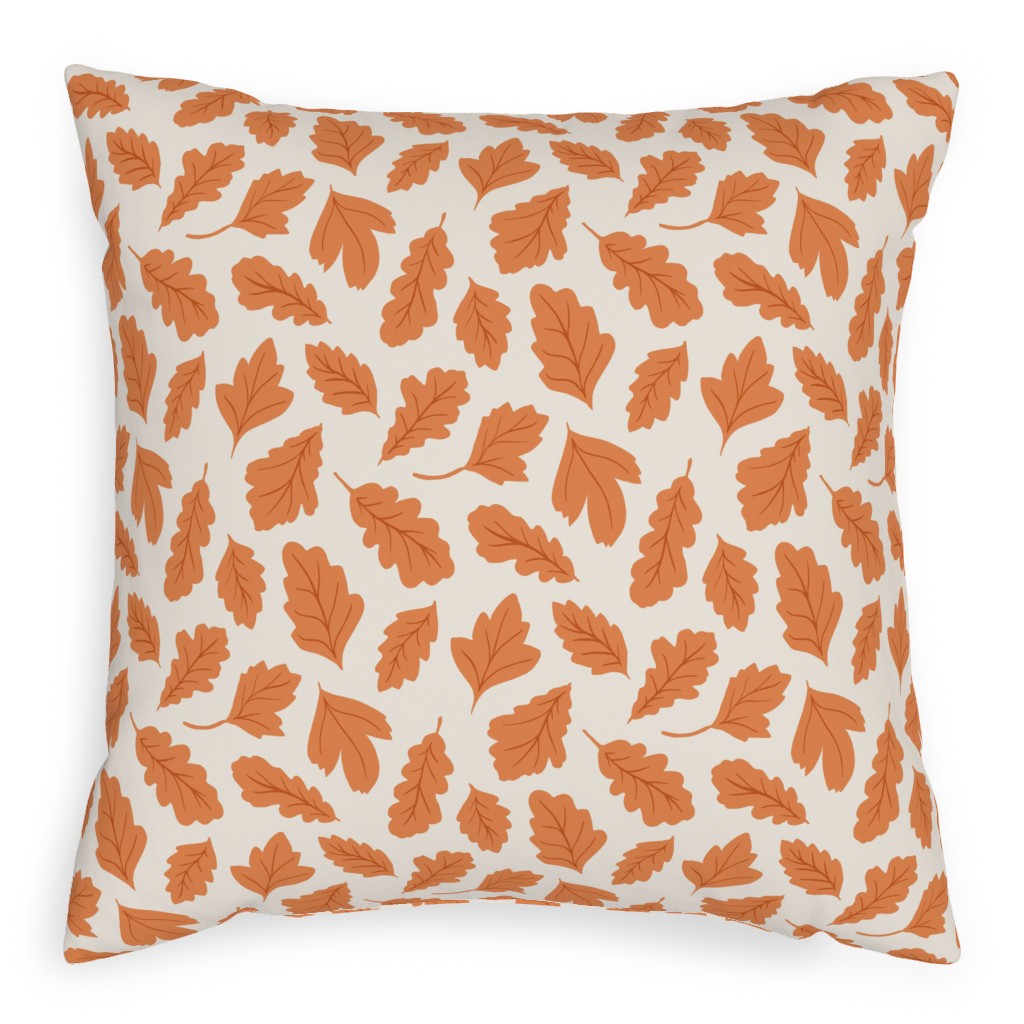 Autumn Leaves - Orange on Cream Pillow, Woven, White, 20x20, Double Sided, Orange, Orange