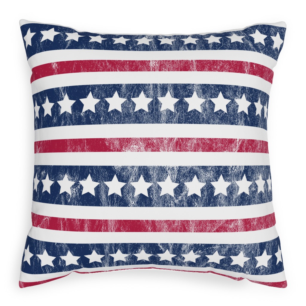 Stars and Stripes - Red, White and Blue Pillow, Woven, White, 20x20, Double Sided, Multicolor