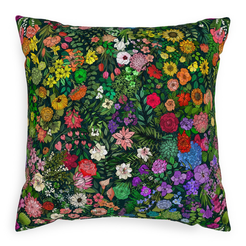 Secret Garden - Multi Pillow, Woven, White, 20x20, Double Sided, Multicolor