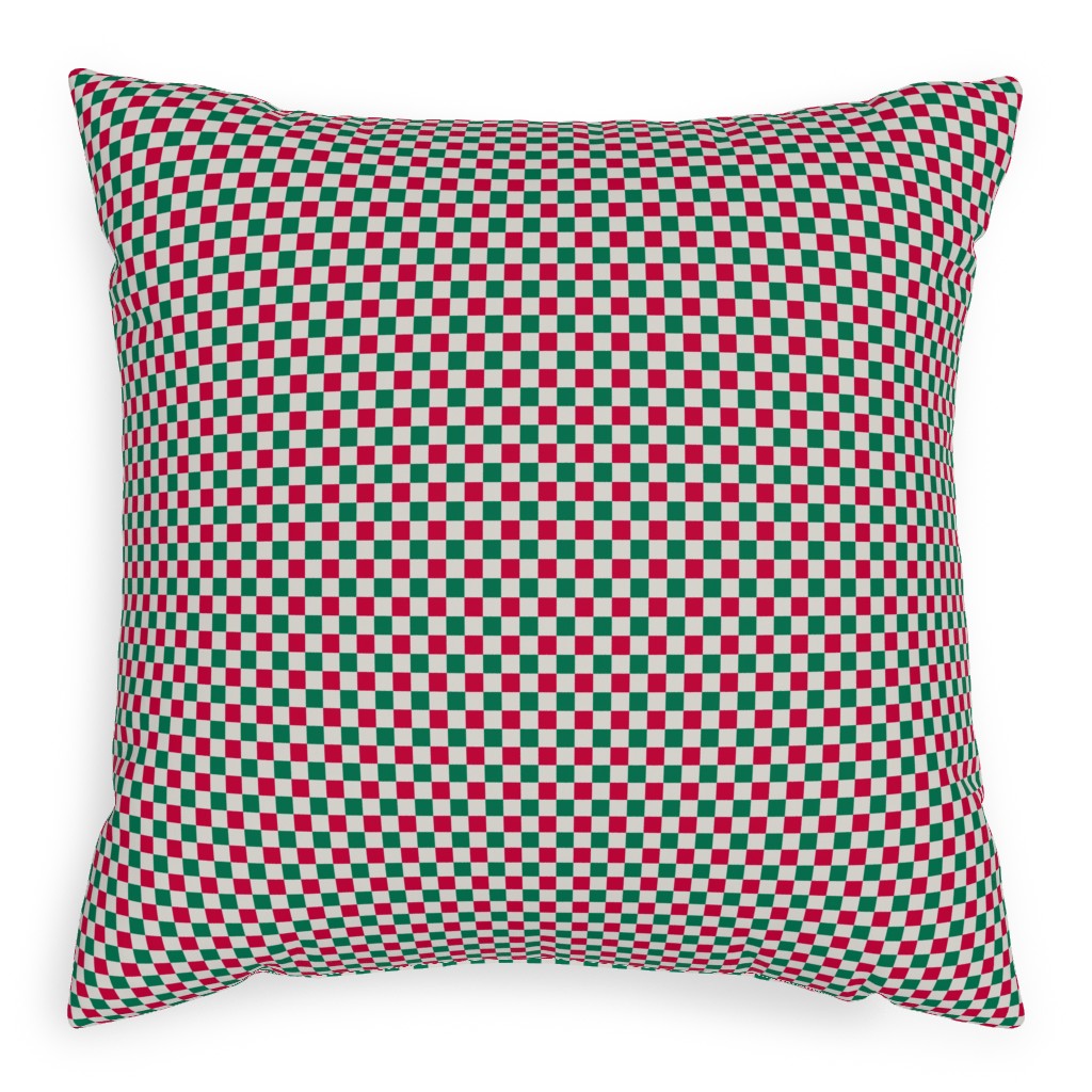 Winter Gingham - Red and Green Pillow, Woven, White, 20x20, Double Sided, Multicolor