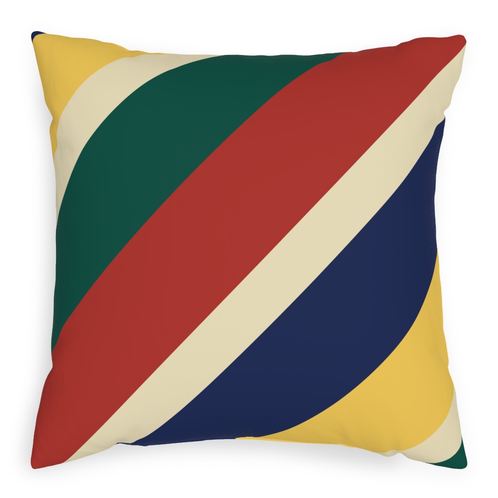 Camping Stripe Diagonal - Multi Pillow, Woven, White, 20x20, Double Sided, Multicolor