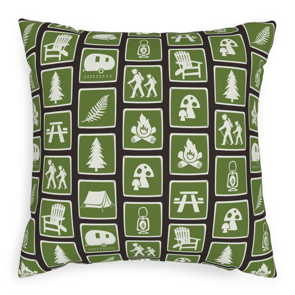 Follow the Signs To Fun Pillow, Woven, White, 20x20, Double Sided, Green
