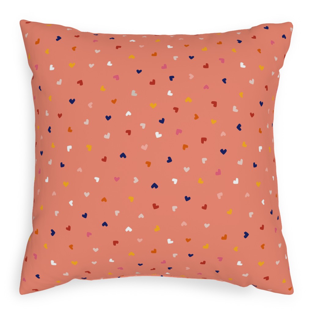 Heart Sprinkles - Pink Pillow, Woven, White, 20x20, Double Sided, Pink