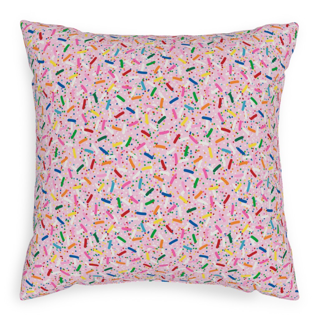 Rainbow Sprinkles Pillow, Woven, White, 20x20, Double Sided, Pink