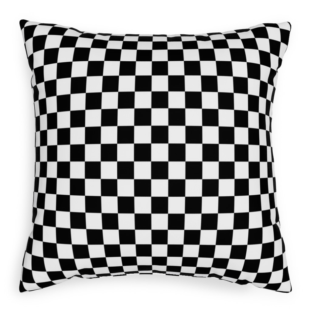 Checker - Black and White Pillow, Woven, White, 20x20, Double Sided, Black, Black