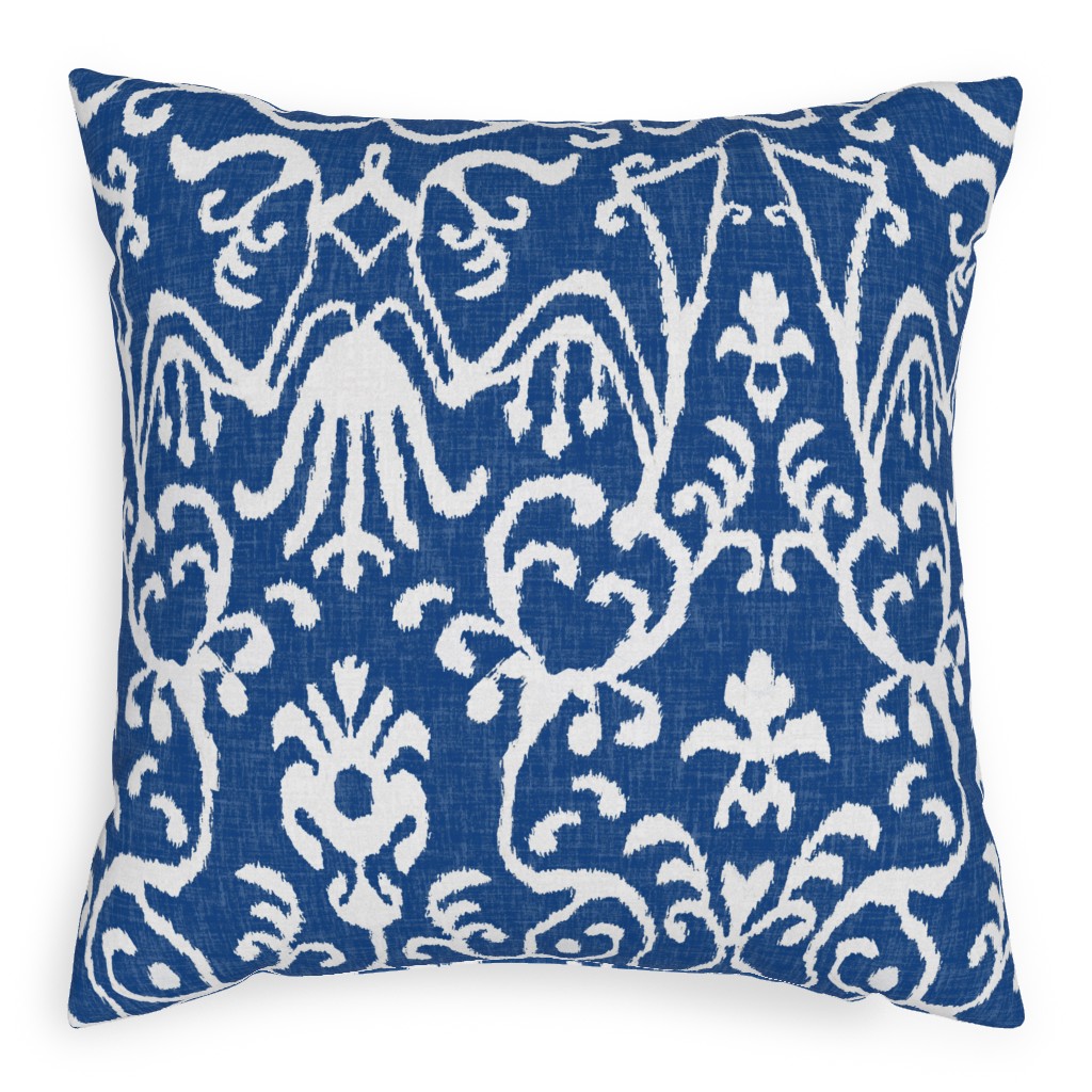 Lucette Ikat - Navy Pillow, Woven, White, 20x20, Double Sided, Blue