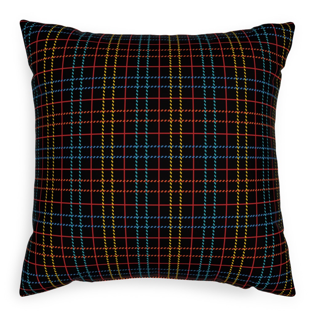 Grid Plaid - Dark Multi Pillow, Woven, White, 20x20, Double Sided, Black, Black