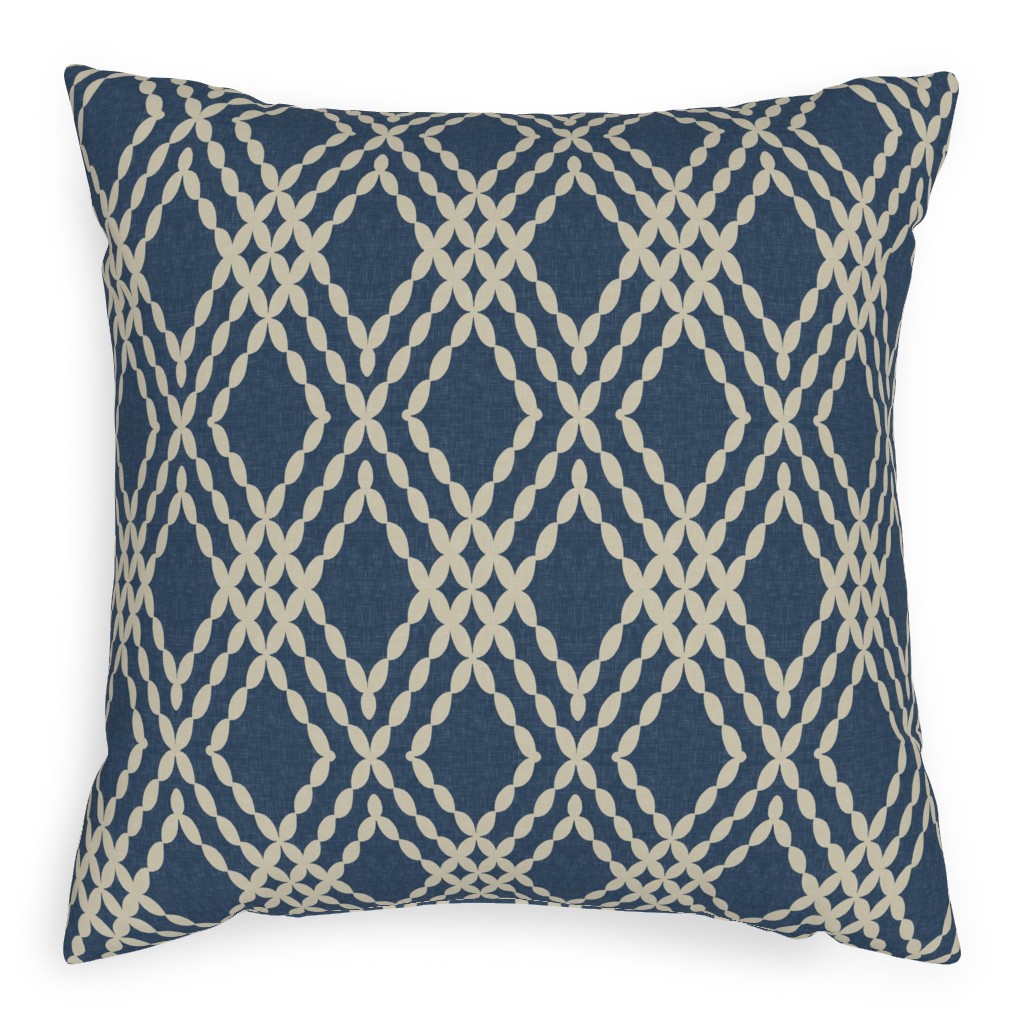 Kensington Lattice - Indigo Pillow, Woven, White, 20x20, Double Sided, Blue, True Blue