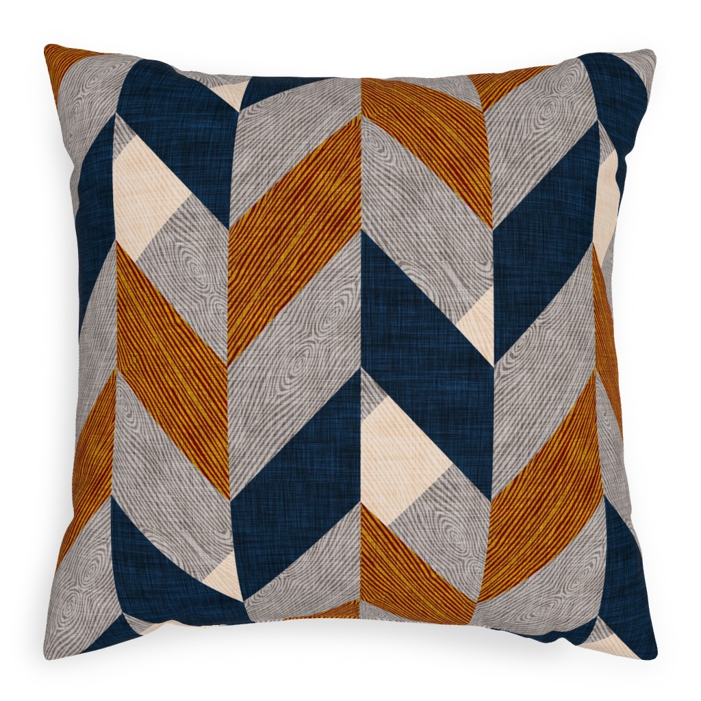 Parquetry - Neutral Pillow, Woven, White, 20x20, Double Sided, Orange