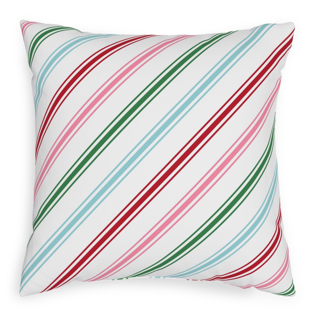 Christmas Wish Candy Cane Stripes - Multi Pillow, Woven, White, 20x20, Double Sided, Multicolor