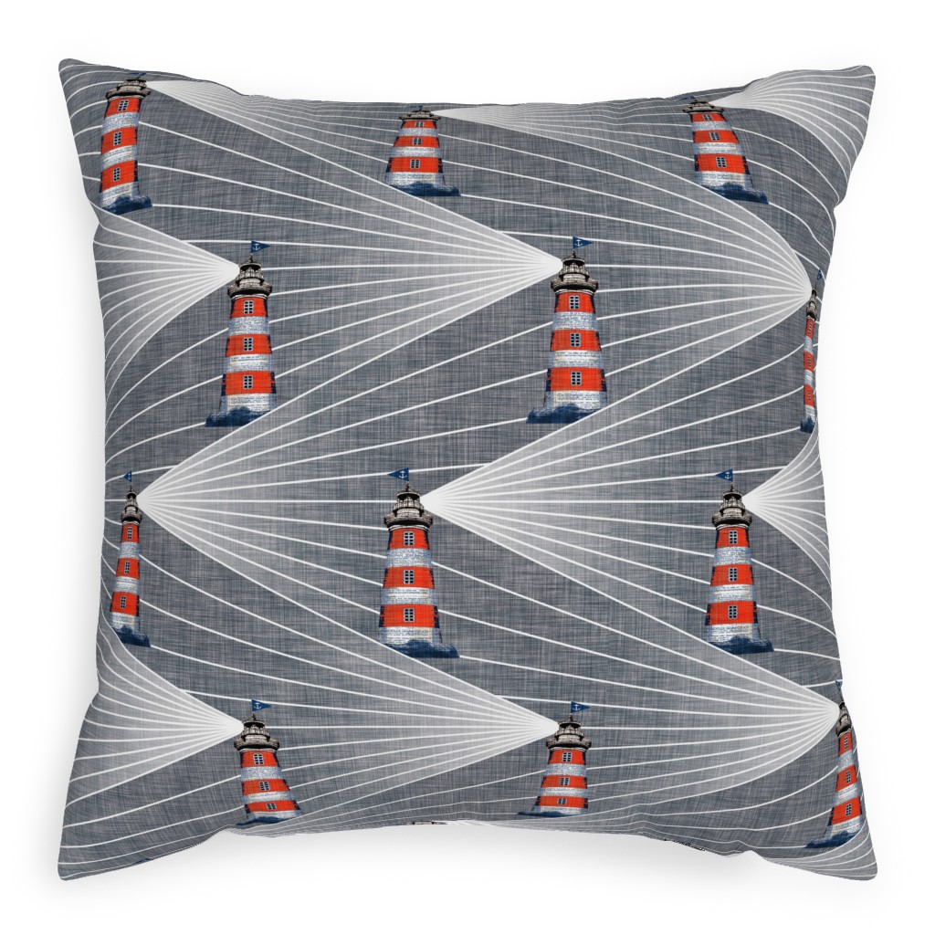 Land Ahoy - Gray Pillow, Woven, White, 20x20, Double Sided, Gray, Gray