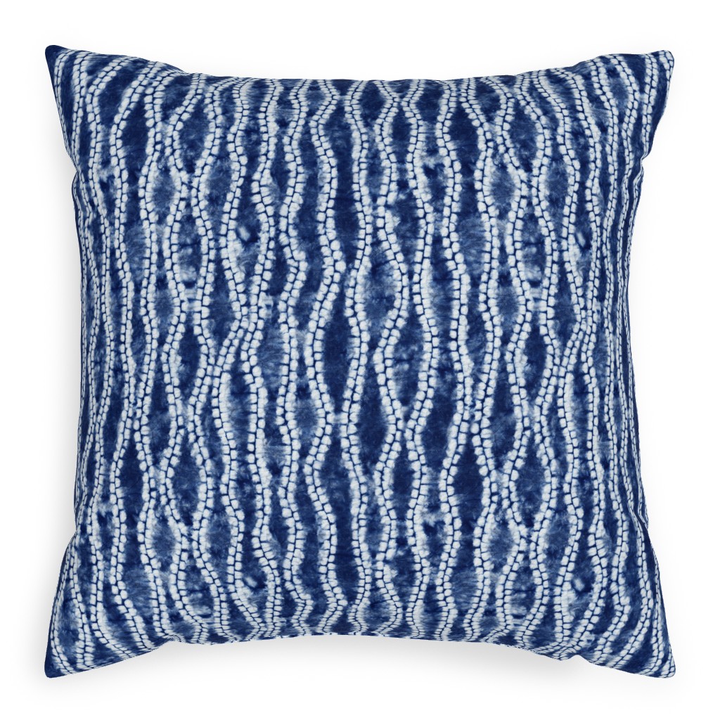 Shibori Ripples - Blue Pillow, Woven, White, 20x20, Double Sided, Blue