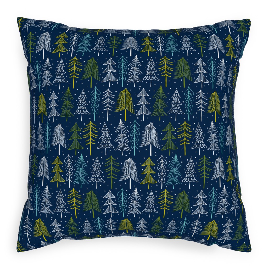 Oh' Christmas Tree Pillow, Woven, White, 20x20, Double Sided, Blue, Silhouette