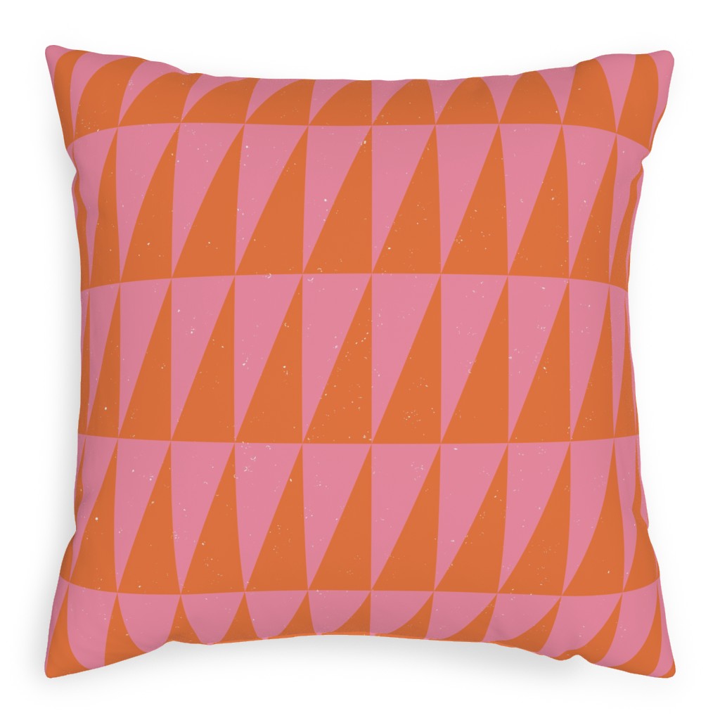 Dual Traingles - Pink Pillow, Woven, White, 20x20, Double Sided, Pink, Bright Pink