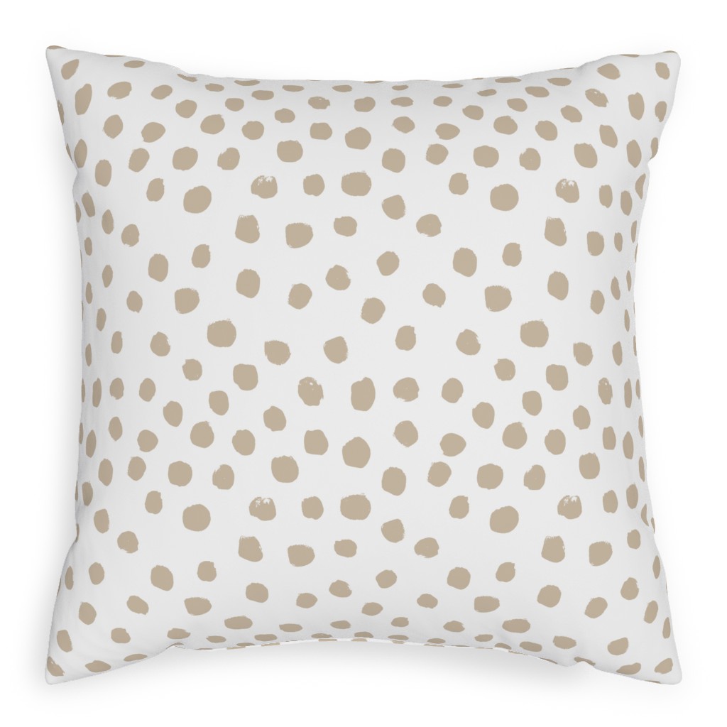 Soft Painted Dots Pillow, Woven, White, 20x20, Double Sided, Beige, Wheat