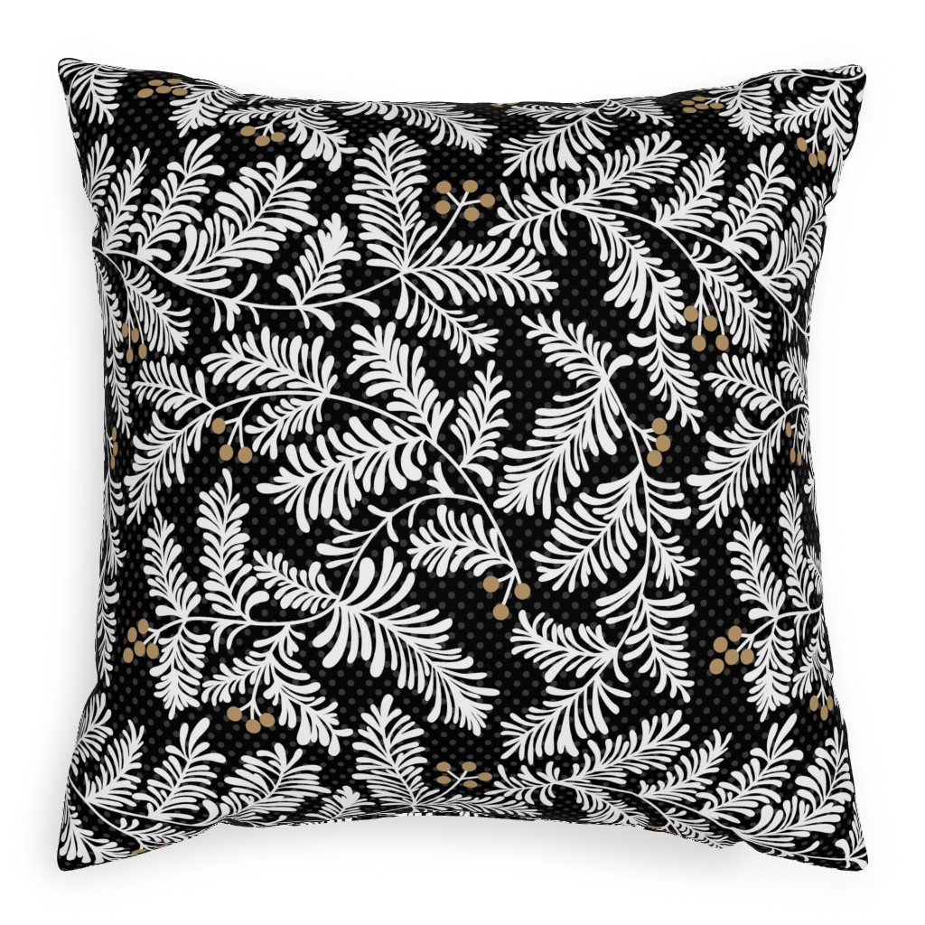 Winter Branches Pillow, Woven, White, 20x20, Double Sided, Black