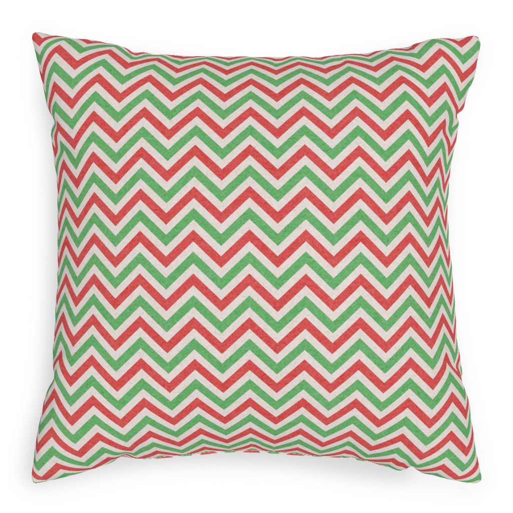 Mottled Holiday Zigzags Pillow, Woven, White, 20x20, Double Sided, Multicolor