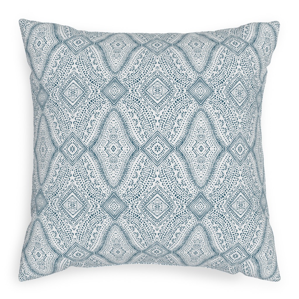 Tribal Dot - Navy Pillow, Woven, White, 20x20, Double Sided, Blue