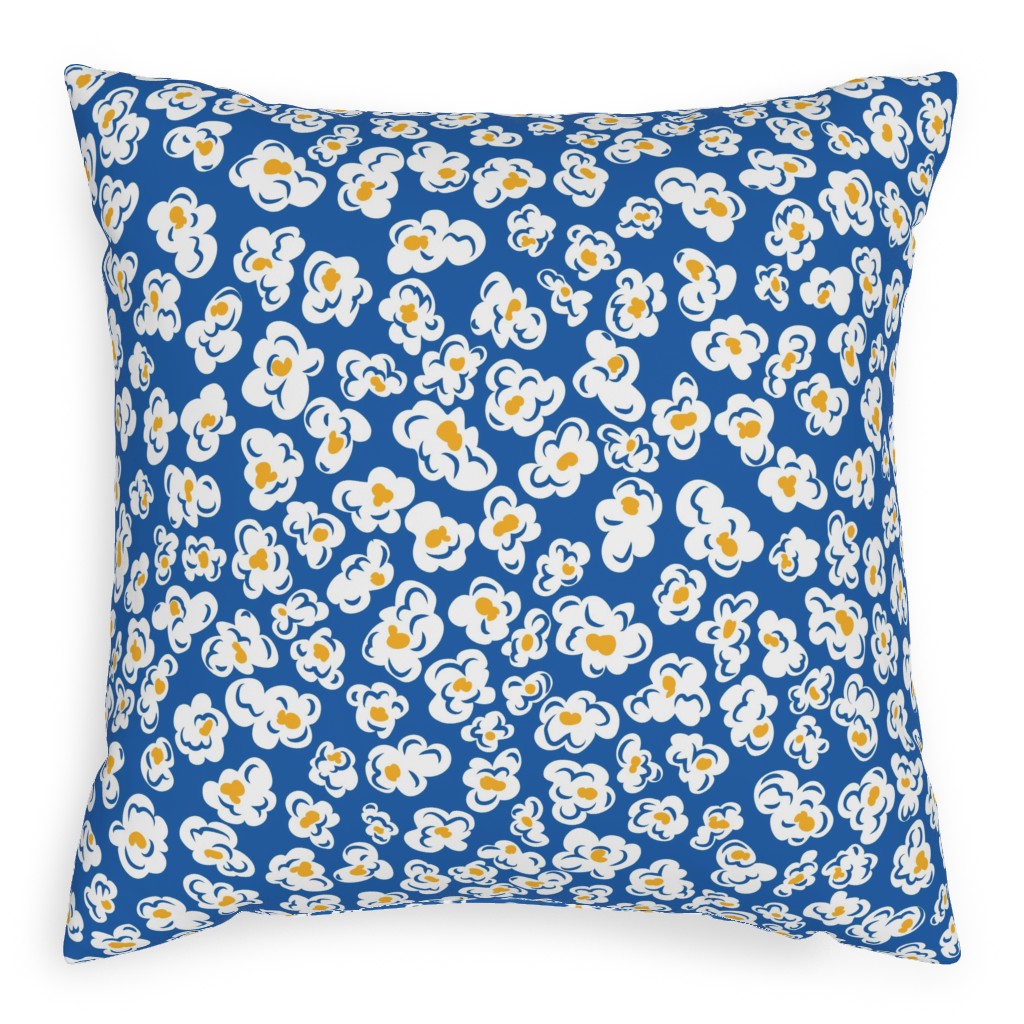 Pop, Pop, Popcorn - Blue Pillow, Woven, White, 20x20, Double Sided, Blue, True Blue