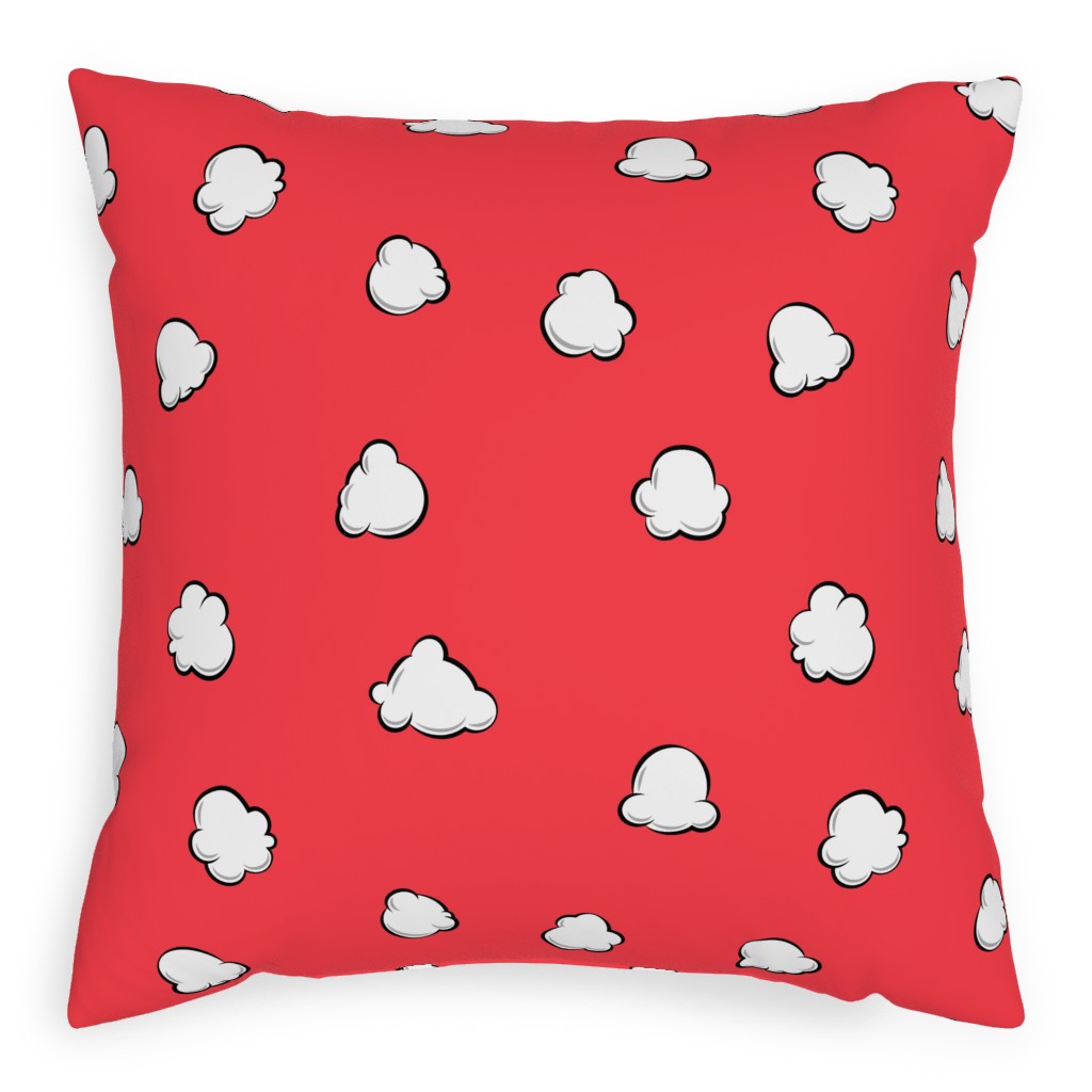 Popcorn - Red Pillow, Woven, White, 20x20, Double Sided, Red, Red