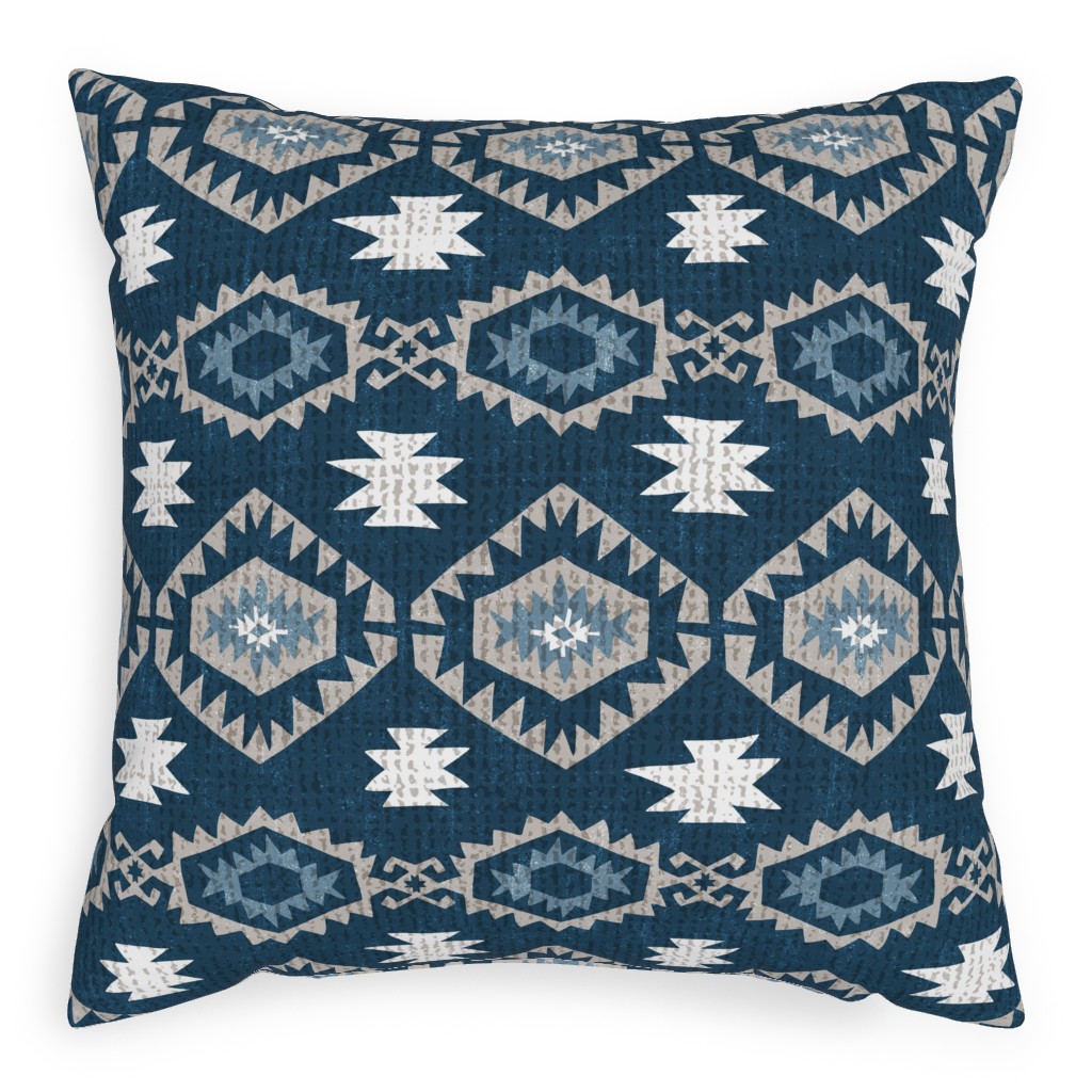 Kilim Me - Blue Pillow, Woven, White, 20x20, Double Sided, Blue