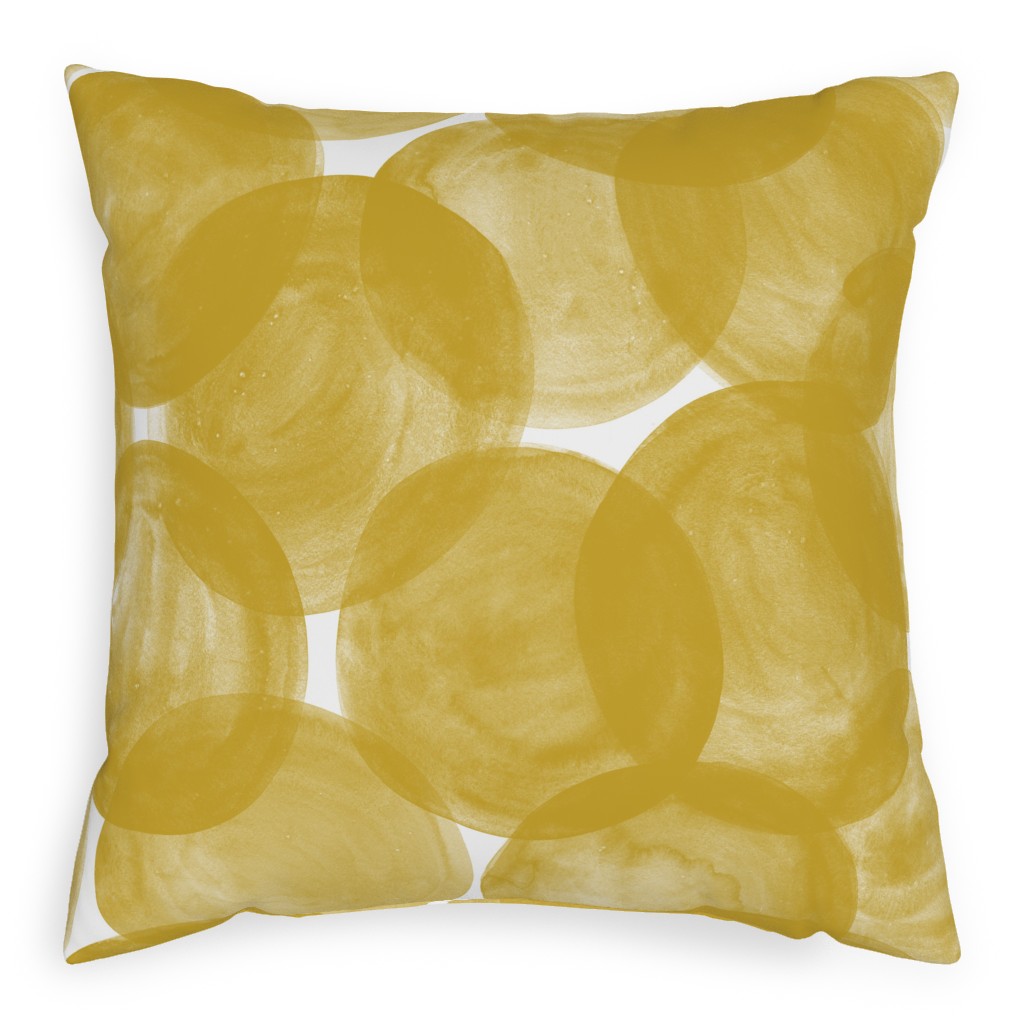Watercolor Dots - Yellow Pillow, Woven, White, 20x20, Double Sided, Yellow