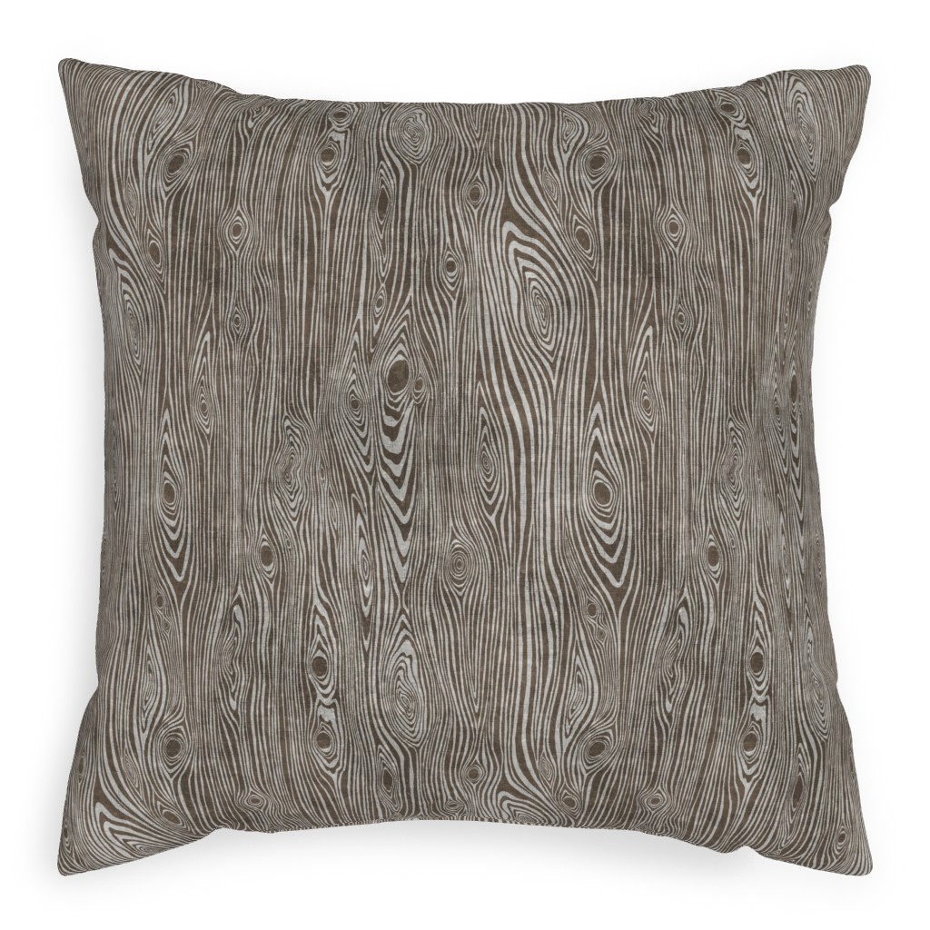 Woodgrain Driftwood Pillow, Woven, White, 20x20, Double Sided, Brown, Ash