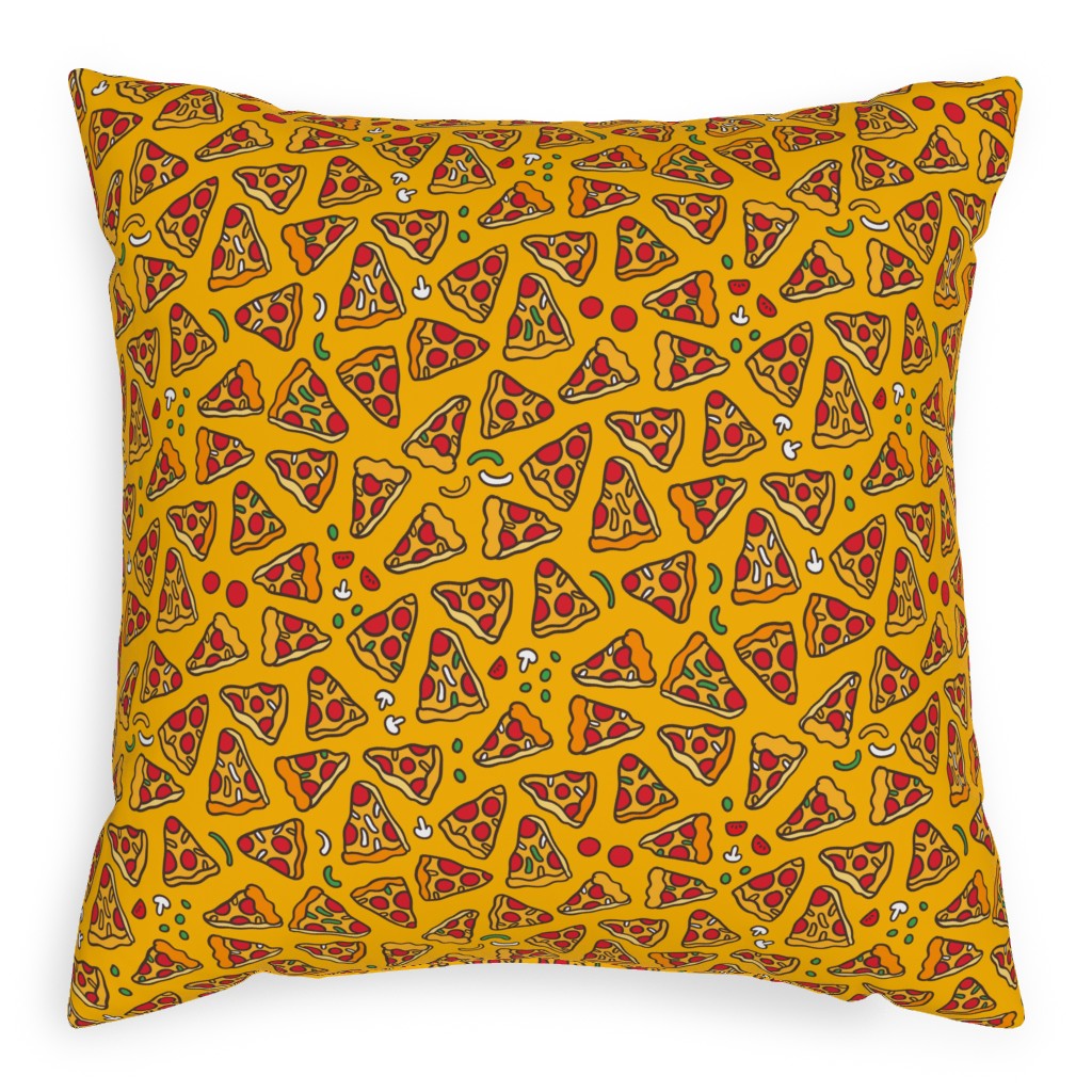 Pizza Pattern Pillow, Woven, White, 20x20, Double Sided, Yellow