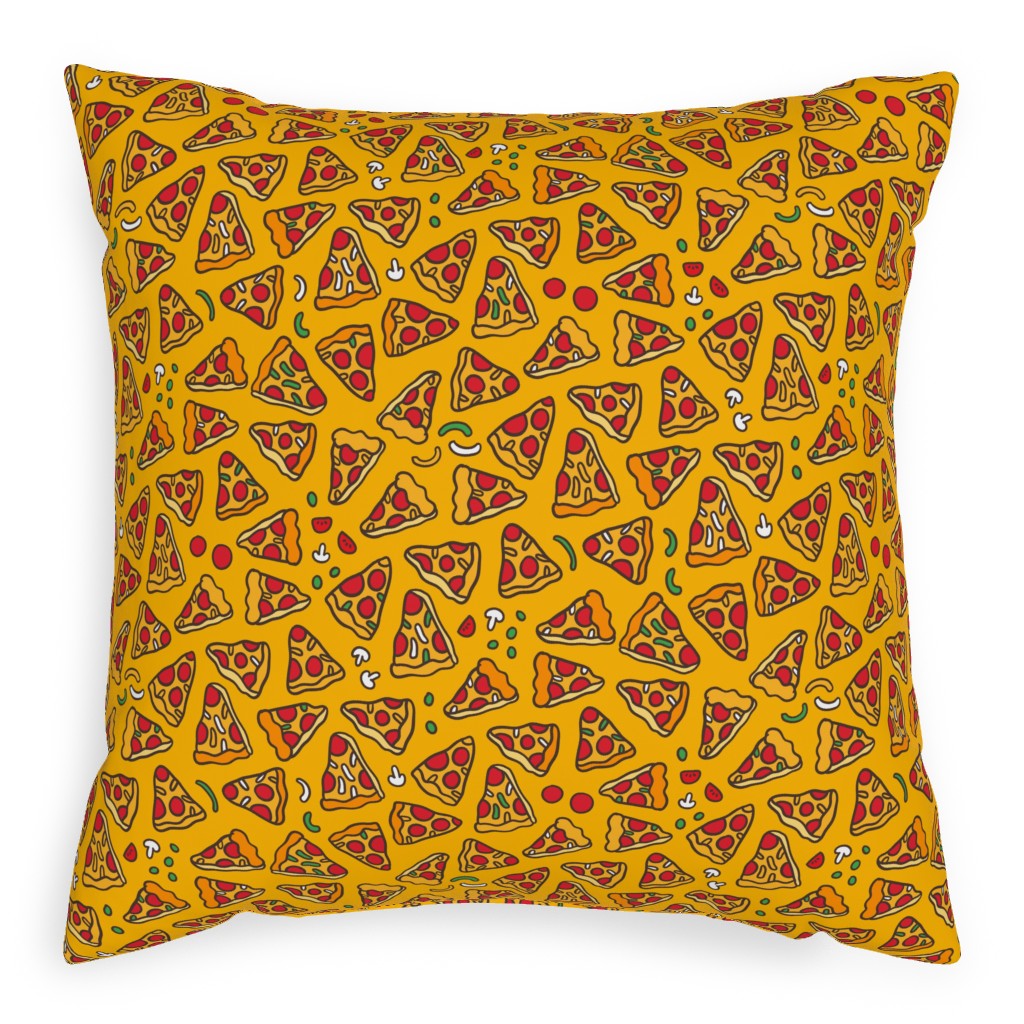 Pizza Pattern Pillow, Woven, White, 20x20, Double Sided, Yellow, Eggyolk