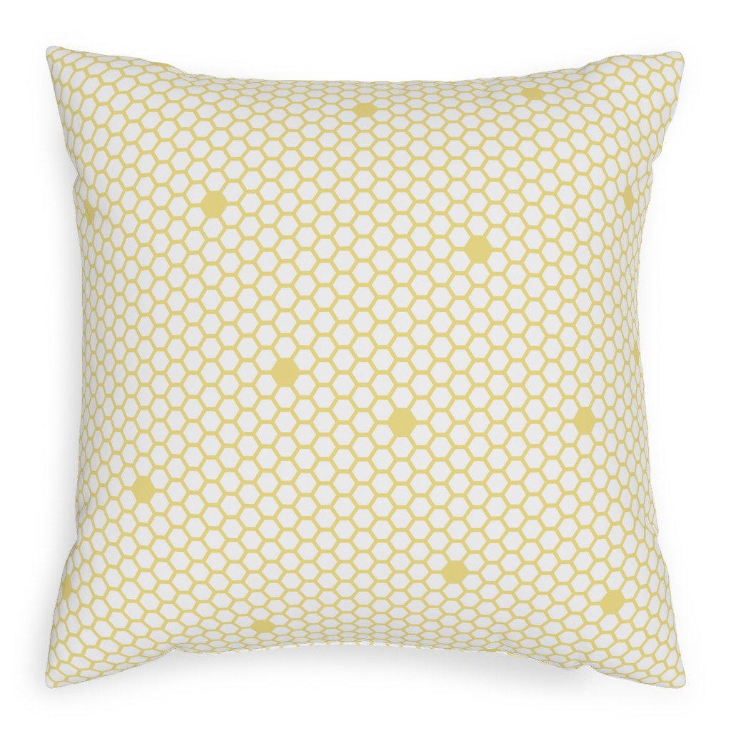 Honeycomb - Sugared Spring - Yellow Pillow, Woven, White, 20x20, Double Sided, Yellow