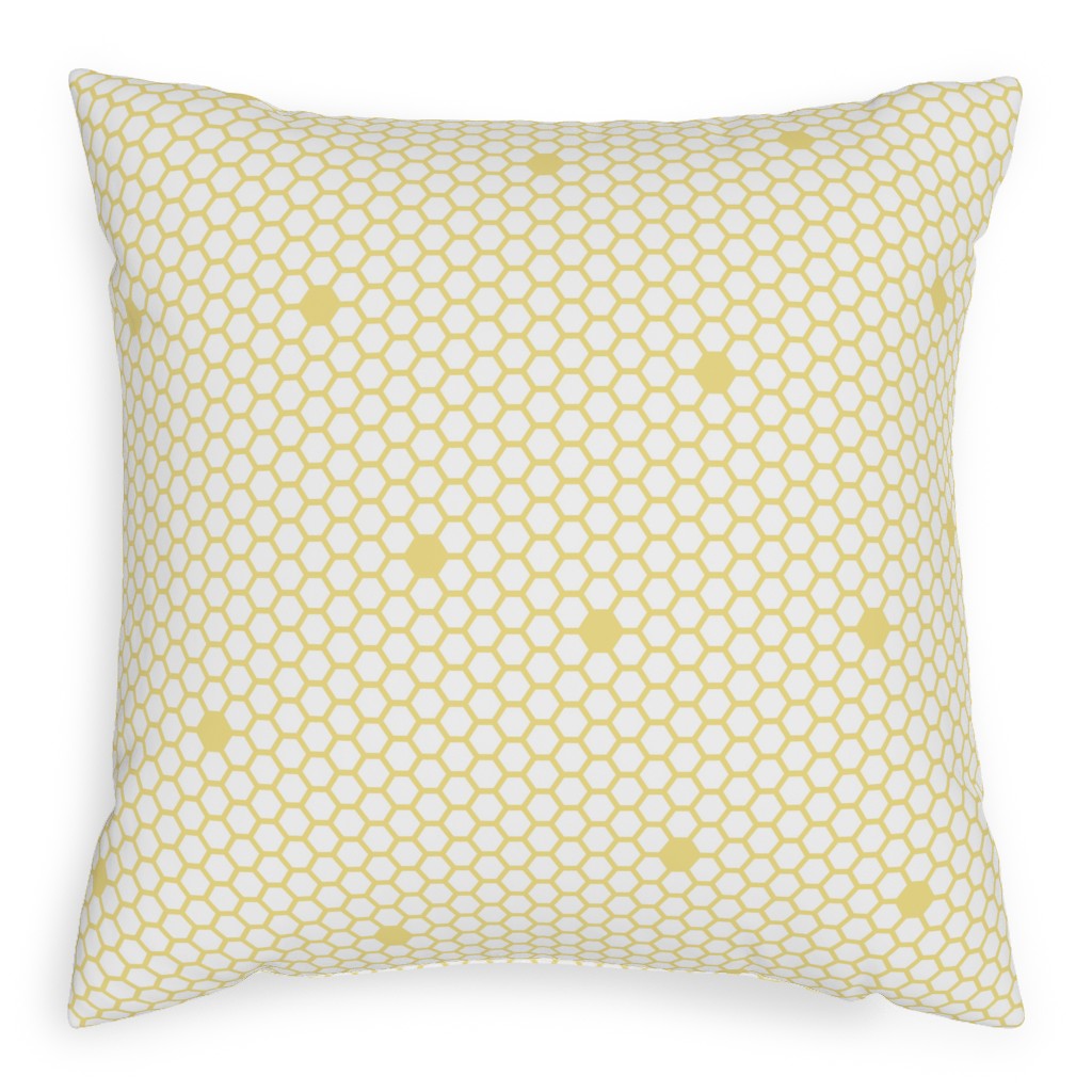 Honeycomb - Sugared Spring - Yellow Pillow, Woven, White, 20x20, Double Sided, Yellow, Classic Yellow