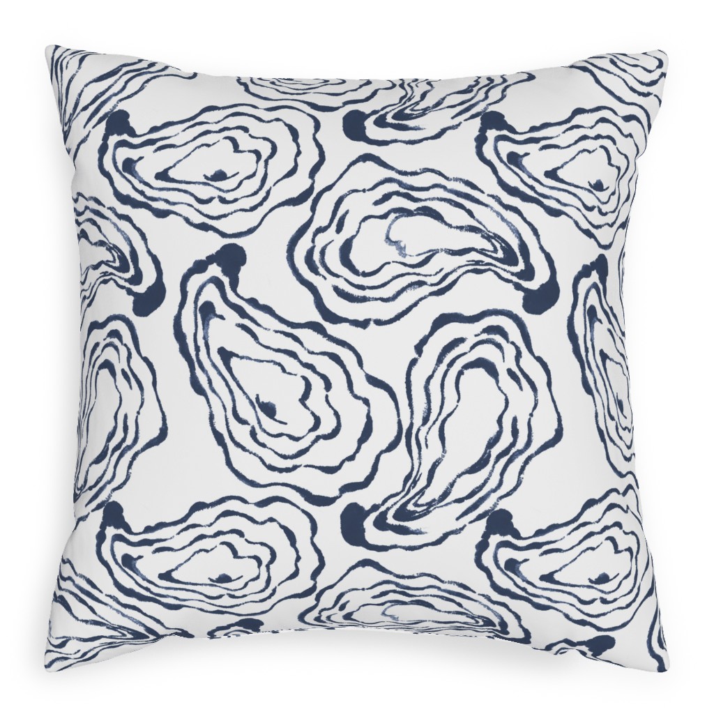 Oysters Paisley - Navy Pillow, Woven, White, 20x20, Double Sided, Blue, True Blue