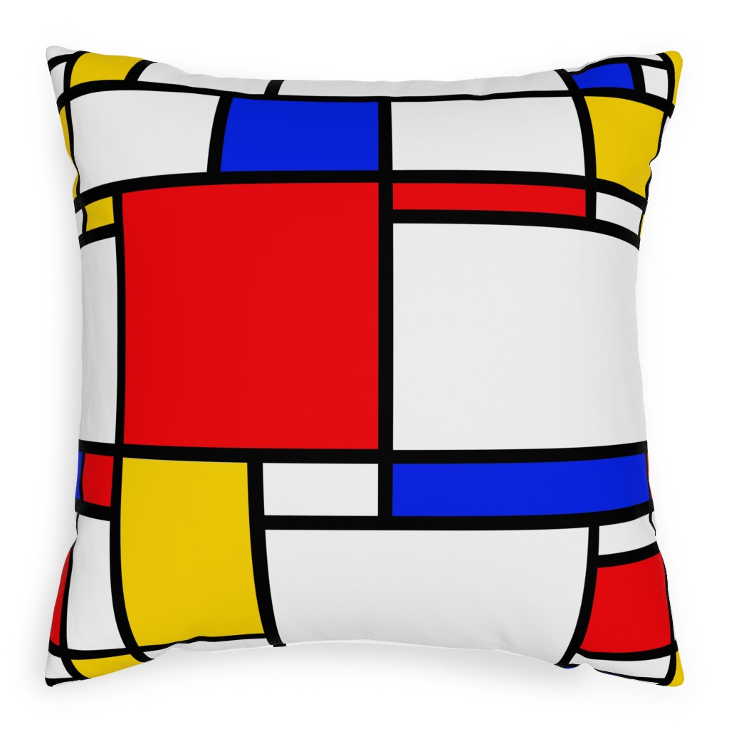 Mondrian Pillow, Woven, White, 20x20, Double Sided, Multicolor