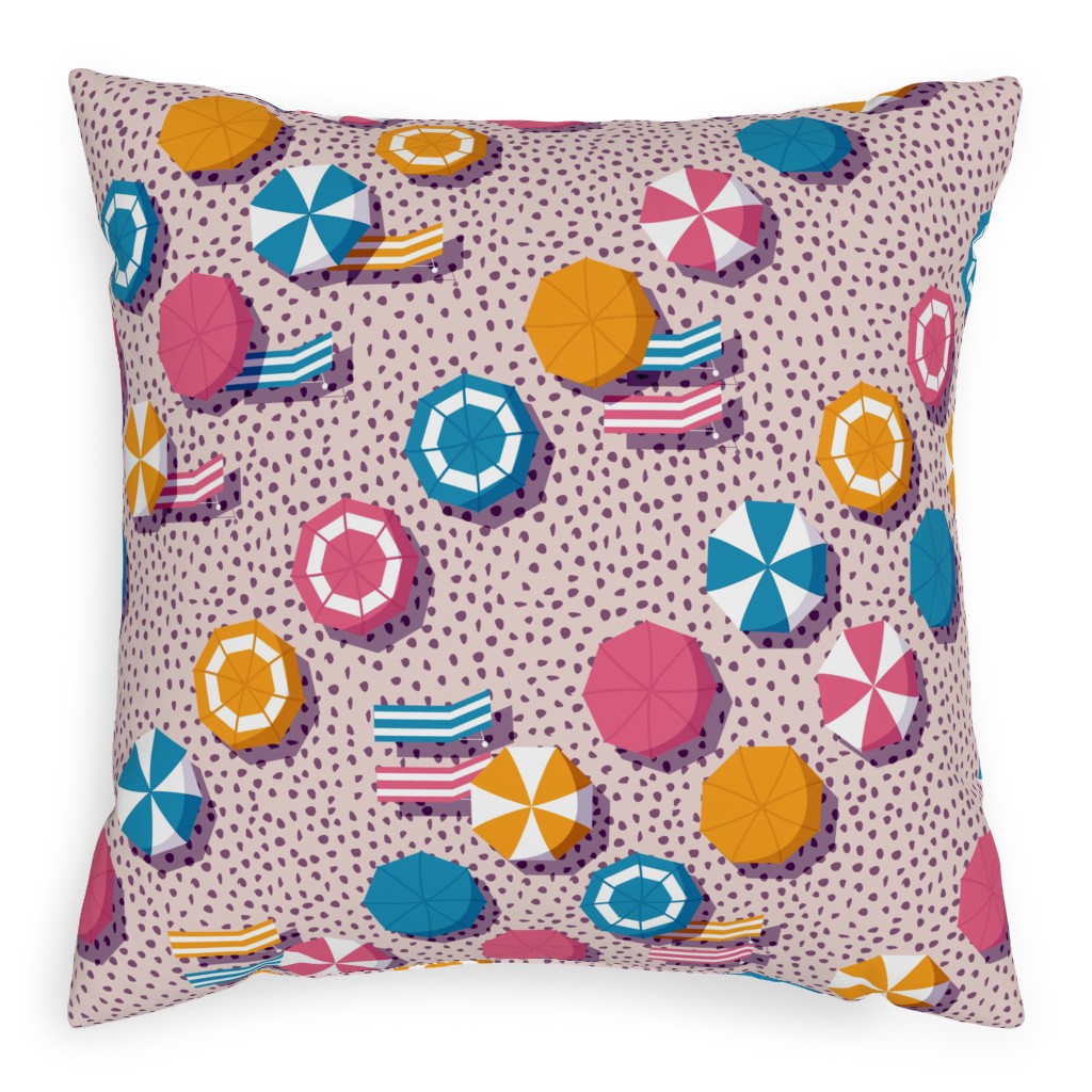 My Summer Vacay - Pink Pillow, Woven, White, 20x20, Double Sided, Pink, Bright Pink