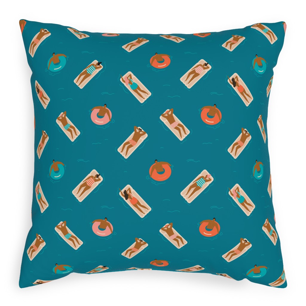 Summertime Pillow, Woven, White, 20x20, Double Sided, Blue, True Blue