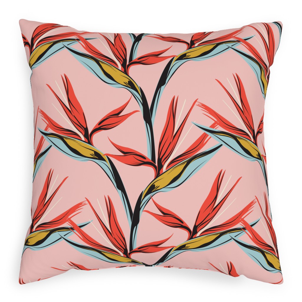 Bird of Paradise Pillow, Woven, White, 20x20, Double Sided, Pink, Ballet Slipper